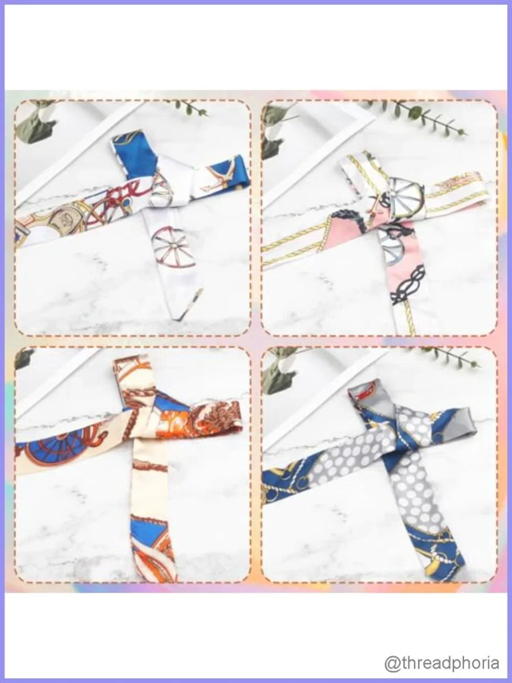 12 Pack Satin Silk Feel Narrow Neck Scarf Hair Wrap Handbag Ribbon Set